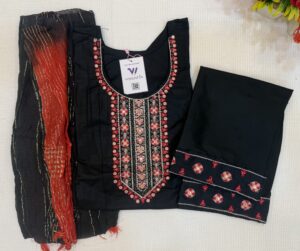 Heavy Handwork Design Black Color 3  Piece Kurti Set